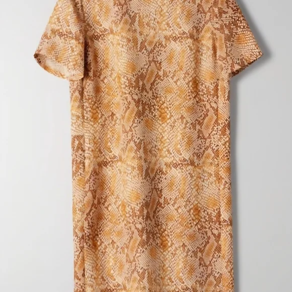 Aritzia Babaton Patricio Dress Wmn 4 Snake Python Print Short Sleeve Mini Shift - Picture 6 of 15